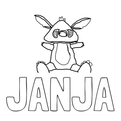 Online izdelana pobarvanka - Pobarvanka imena JANJA in stich