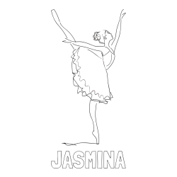Online izdelana pobarvanka - Pobarvanka imena JASMINA in pobarvanka ljubke baletke