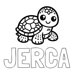Online izdelana pobarvanka - Pobarvanka imena JERCA in otroška pobarvanka želve