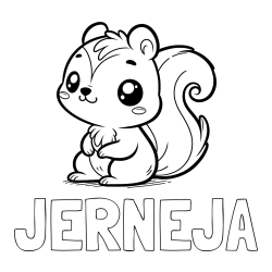 Online izdelana pobarvanka - Pobarvanka imena JERNEJA in pobarvanka veverice