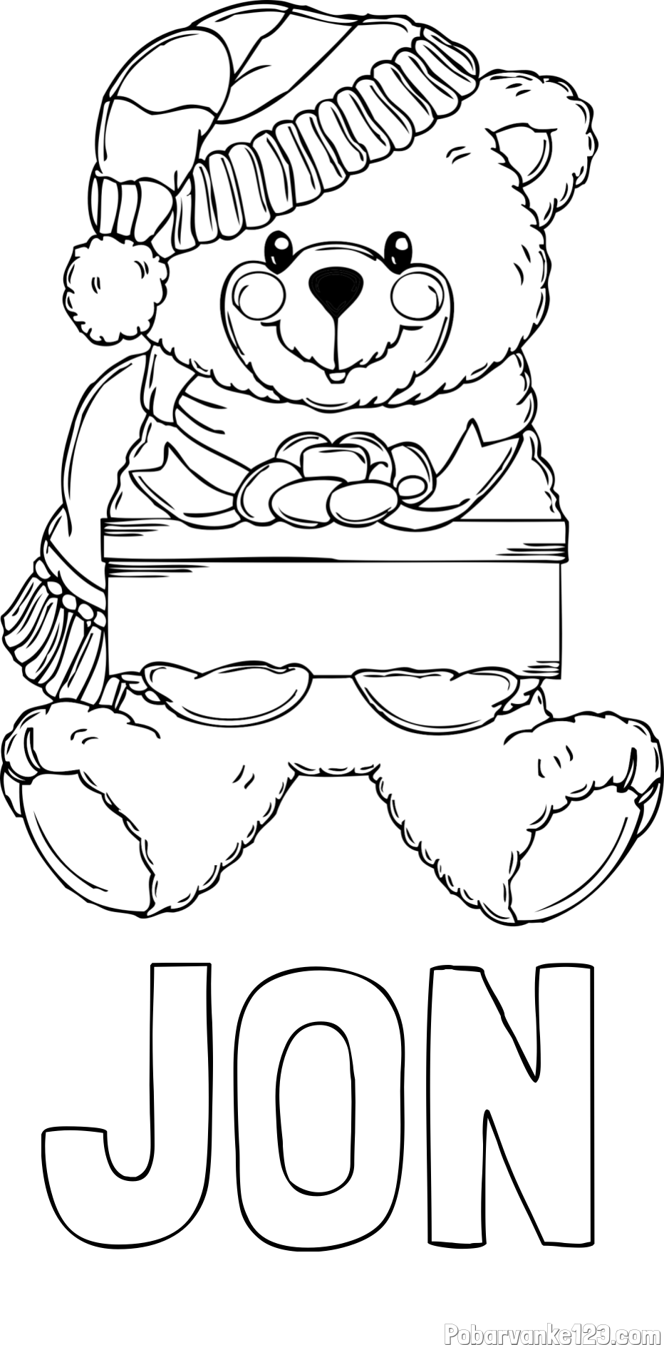 Pobarvanka imena JON in pobarvanka ljubkega medvedka