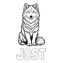 Online izdelana pobarvanka - Pobarvanka imena JOŠT in pobarvanka prijaznega volka