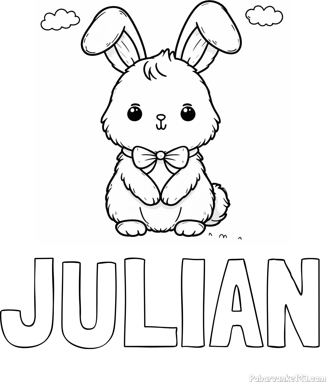 Pobarvanka imena JULIAN in pobarvanka prikupnega zajčka
