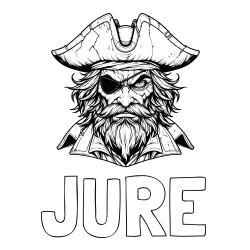 Online izdelana pobarvanka - Pobarvanka imena JURE in pobarvanka zlobnega gusarja