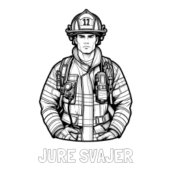 Online izdelana pobarvanka - Pobarvanka imena JURE ŠVAJER in pobarvanka gasilca (realistična)
