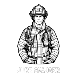 Online izdelana pobarvanka - Pobarvanka imena JURE ŠVAJGER in pobarvanka gasilca (realistična)