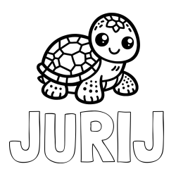 Online izdelana pobarvanka - Pobarvanka imena JURIJ in otroška pobarvanka želve