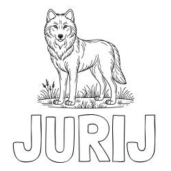 Online izdelana pobarvanka - Pobarvanka imena JURIJ in pobarvanka volka