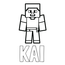 Online izdelana pobarvanka - Pobarvanka imena KAI in pobarvanka Minecraft figurice