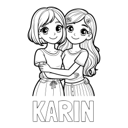 Online izdelana pobarvanka - Pobarvanka imena KARIN in pobarvanka ljubkih prijateljic