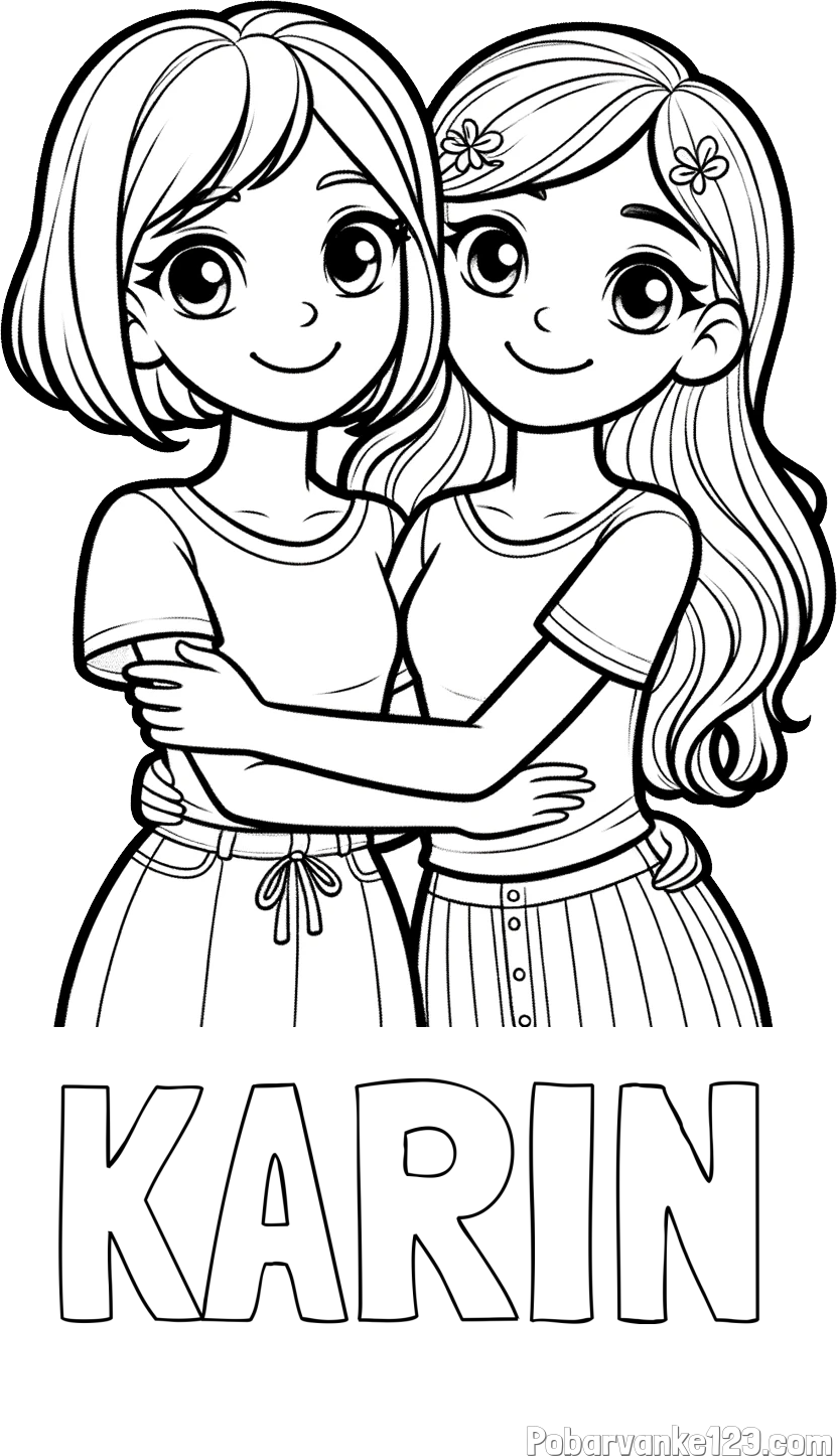 Pobarvanka imena KARIN in pobarvanka ljubkih prijateljic