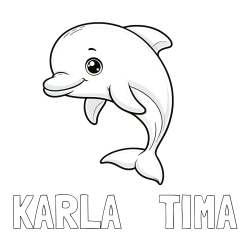 Online izdelana pobarvanka - Pobarvanka imena KARLA    TIMA in otroška pobarvanka ljubkega delfina