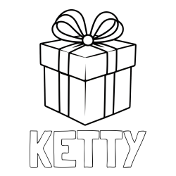 Online izdelana pobarvanka - Pobarvanka imena KETTY in pobarvanka preprostega darila