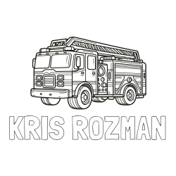 Online izdelana pobarvanka - Pobarvanka imena KRIS ROZMAN in pobarvanka gasilskega avta z veliko podrobnostmi