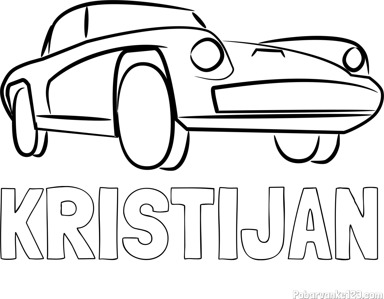 Pobarvanka imena KRISTIJAN in pobarvanka športnega avtomobila