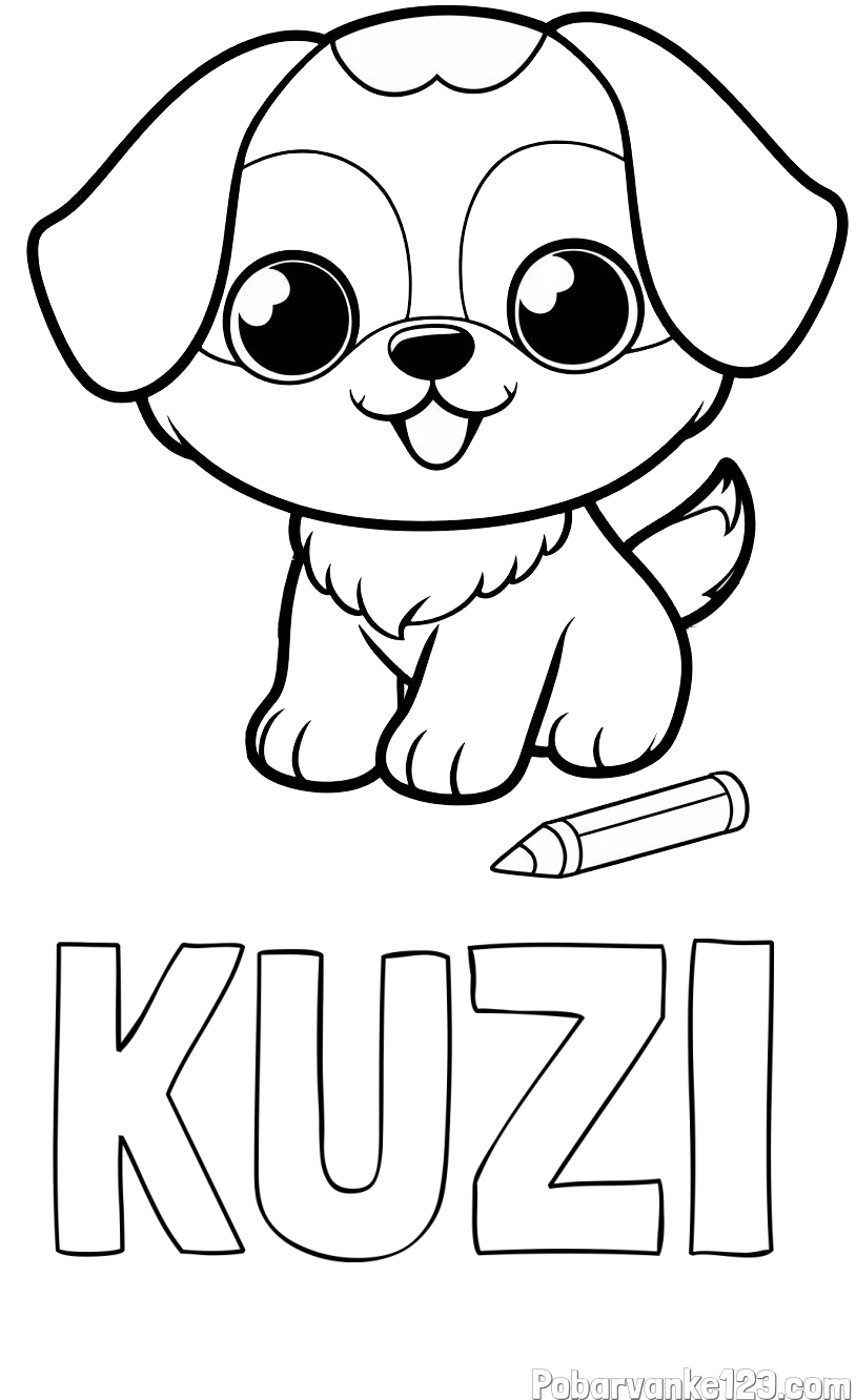 Pobarvanka imena KUŽI in pobarvanka prikupnega kužka