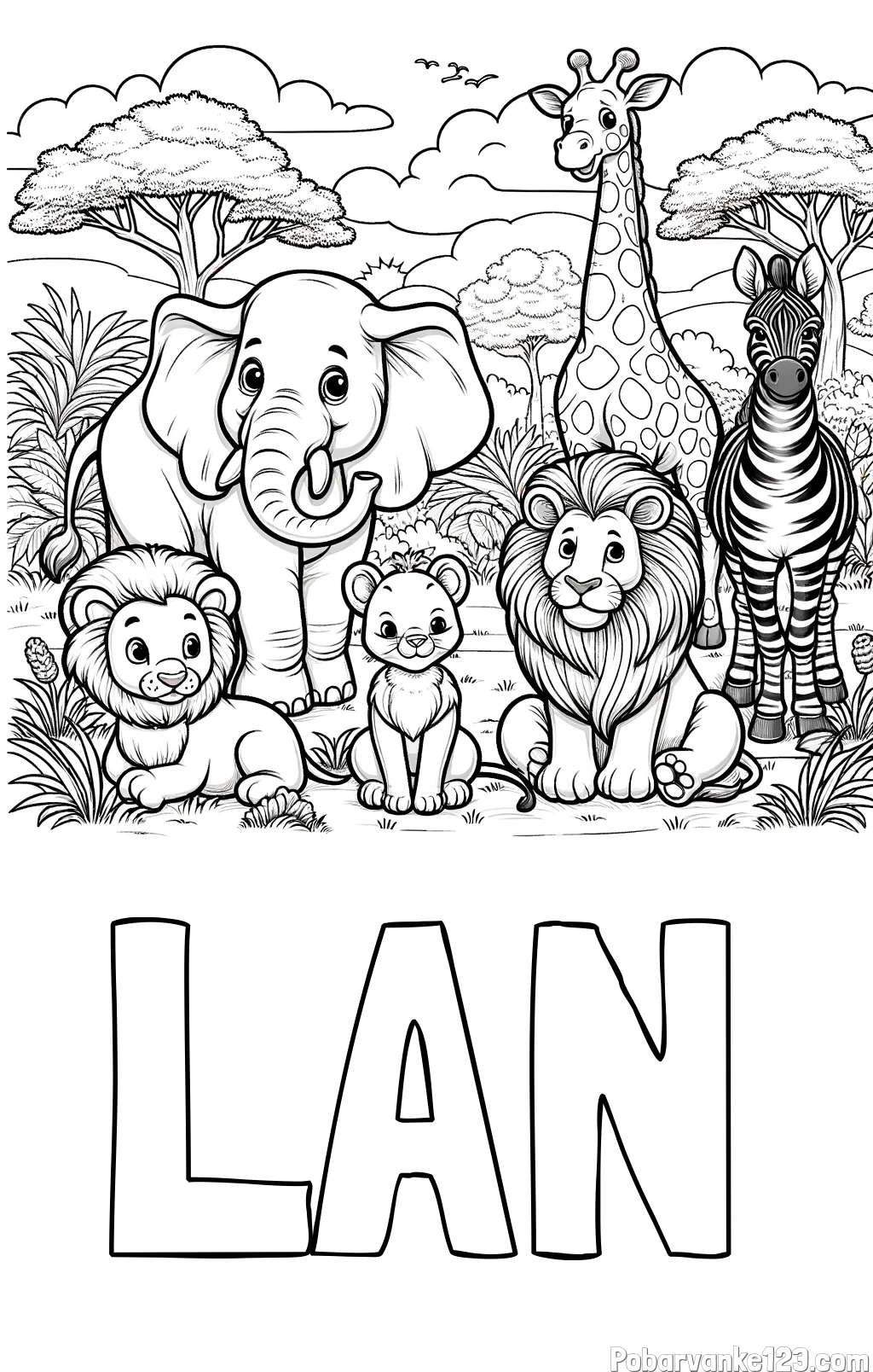 Pobarvanka imena LAN in pobarvanka ljubkih živali