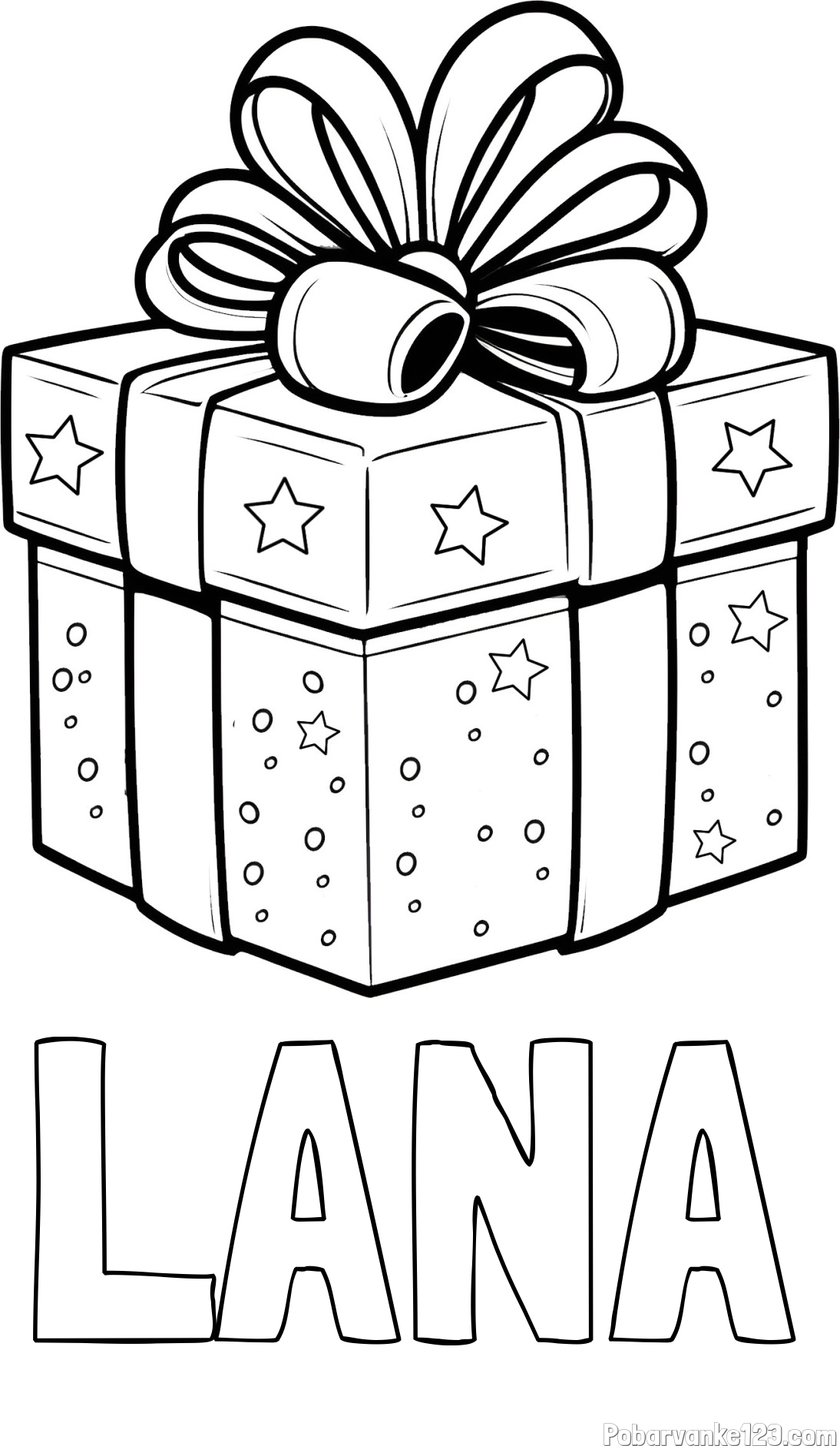 Pobarvanka imena LANA in pobarvanka božičnega darila