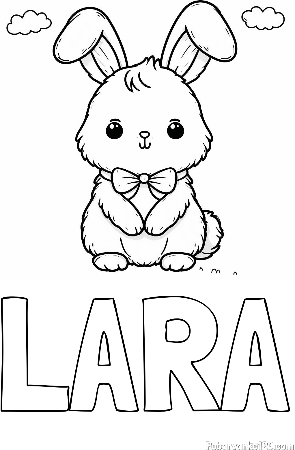 Pobarvanka imena LARA in pobarvanka prikupnega zajčka