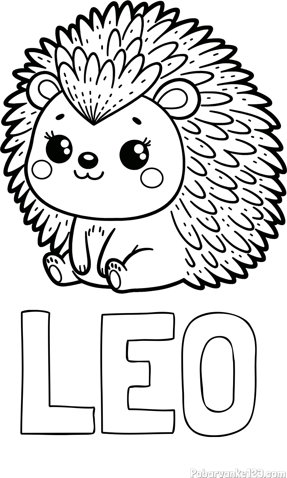 Pobarvanka imena LEO in pobarvanka nasmejanega ježka