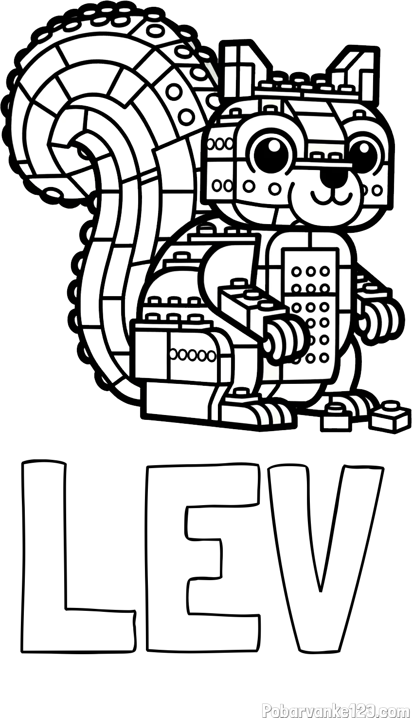 Pobarvanka imena LEV in pobarvanka LEGO veverice