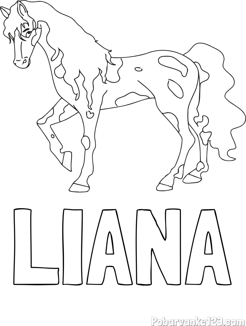 Pobarvanka imena LIANA in pobarvanka lisastega konja