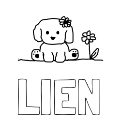 Online izdelana pobarvanka - Pobarvanka imena LIEN in KUŽIKA