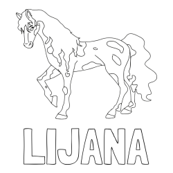 Online izdelana pobarvanka - Pobarvanka imena LIJANA in pobarvanka lisastega konja
