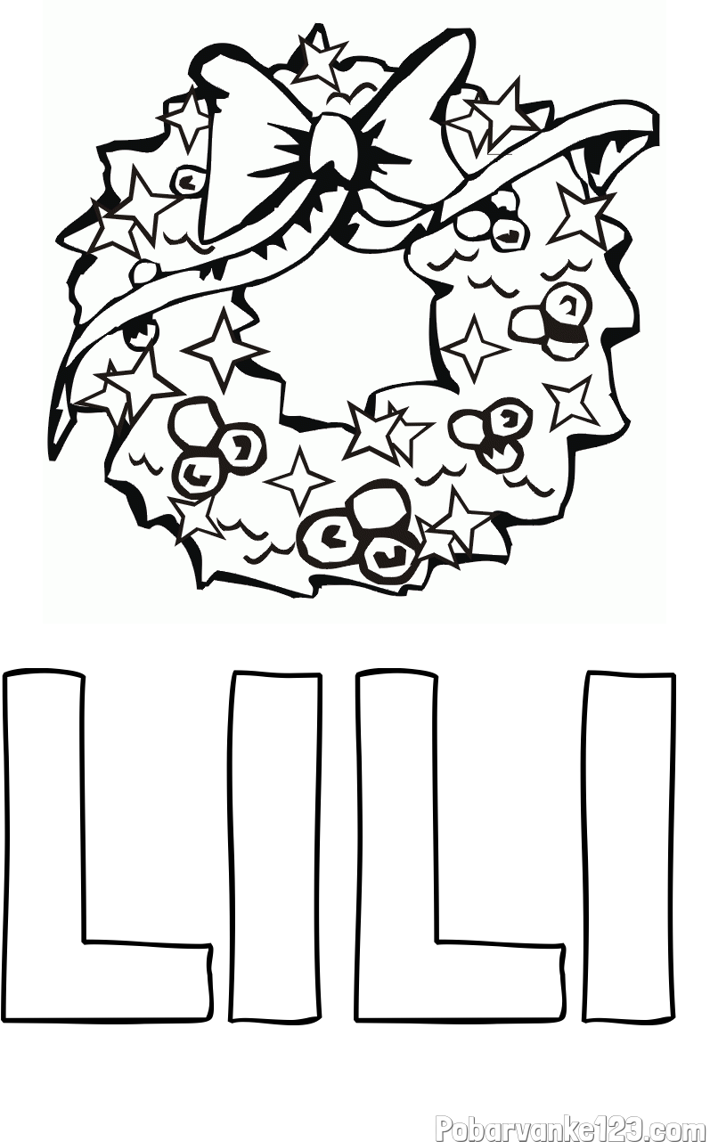 Pobarvanka imena LILI in pobarvanka lepega adventnega venčka