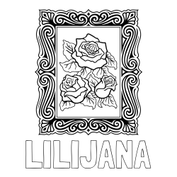 Online izdelana pobarvanka - Pobarvanka imena LILIJANA in pobarvanka  uokvirjene slike vrtnic