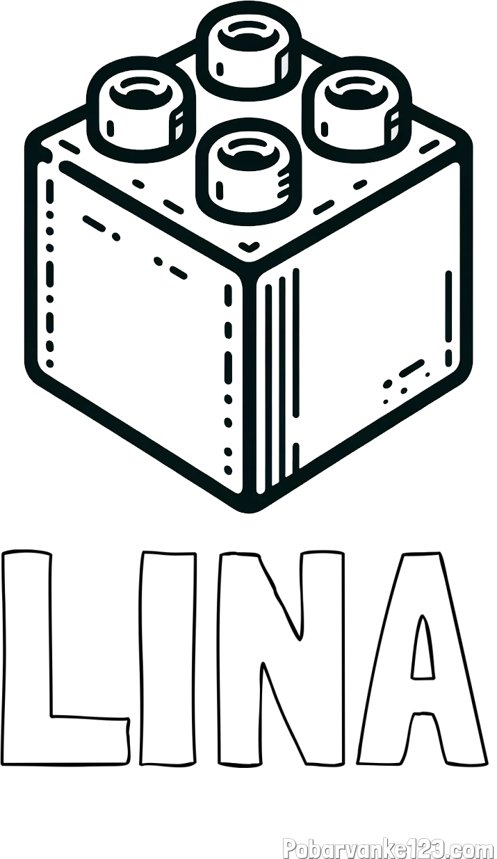 Pobarvanka imena LINA in pobarvanka LEGO kocke