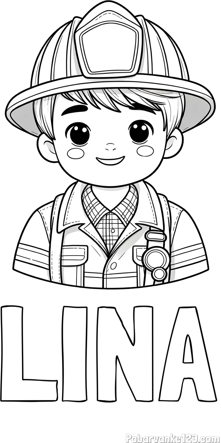 Pobarvanka imena LINA in pobarvanka mladega gasilca