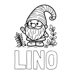 Online izdelana pobarvanka - Pobarvanka imena LINO in pobarvanka prijaznega škrata oz. palčka