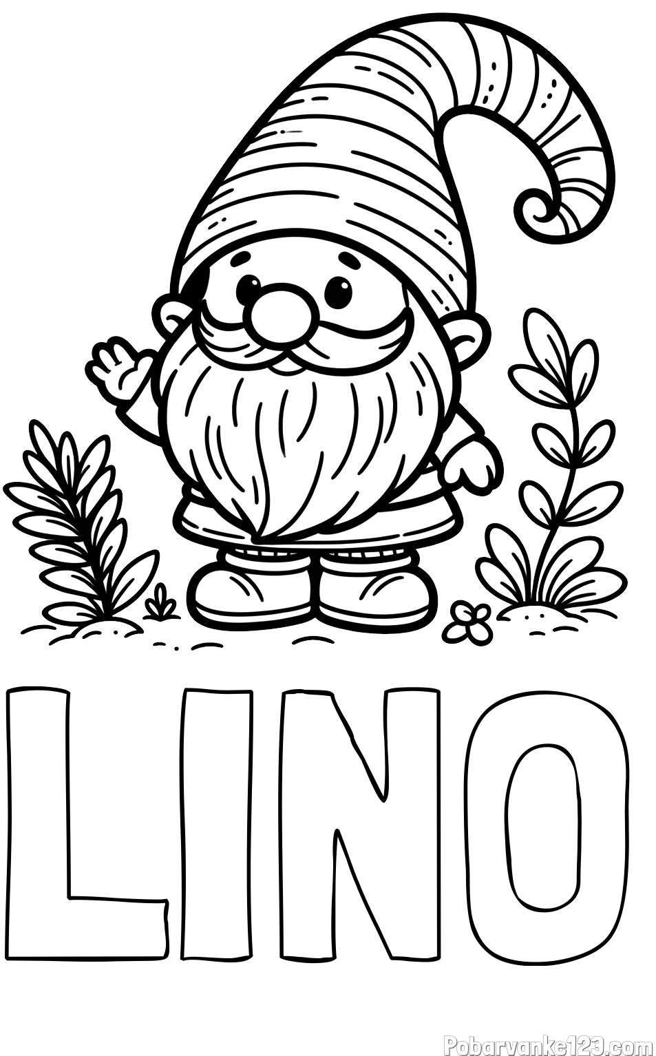 Pobarvanka imena LINO in pobarvanka prijaznega škrata oz. palčka