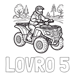 Online izdelana pobarvanka - Pobarvanka imena LOVRO 5 in pobarvanka motorista na štirikolesniku