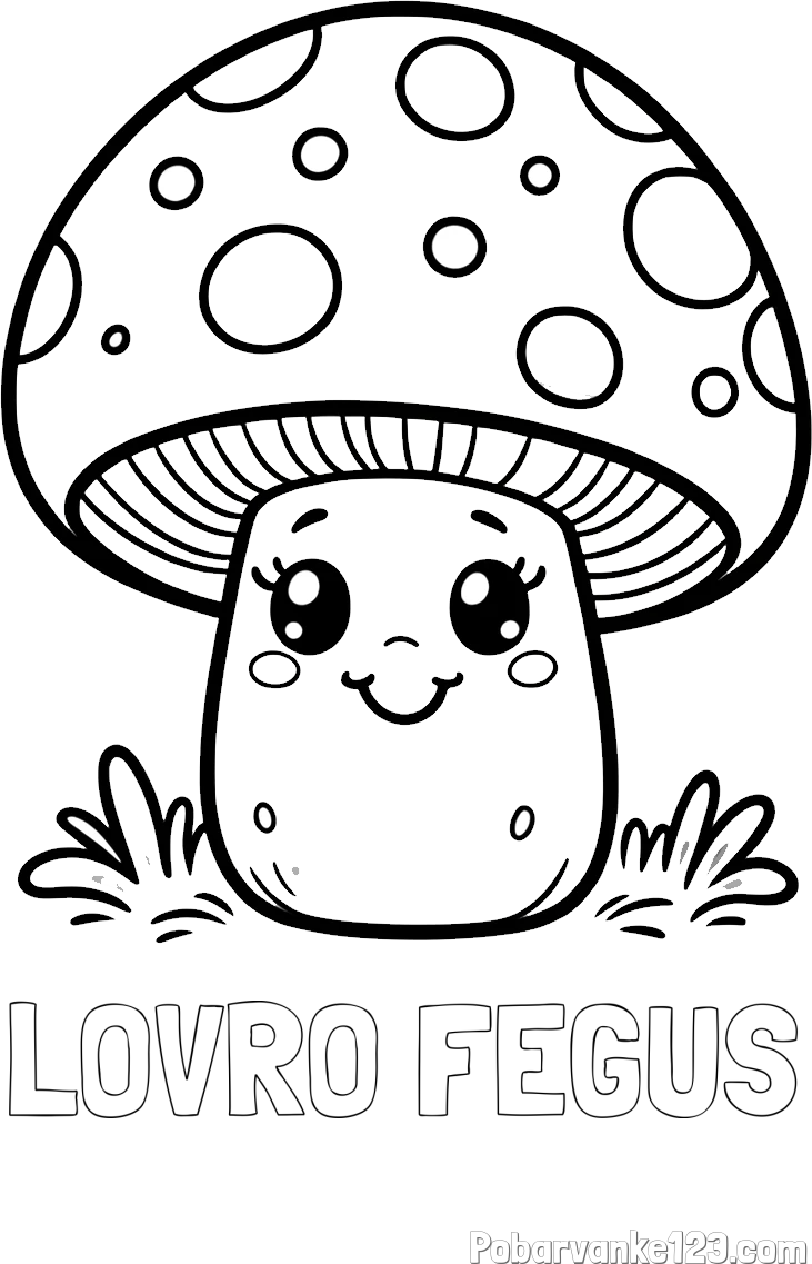 Pobarvanka imena LOVRO FEGUŠ in pobarvanka ljubke gobe