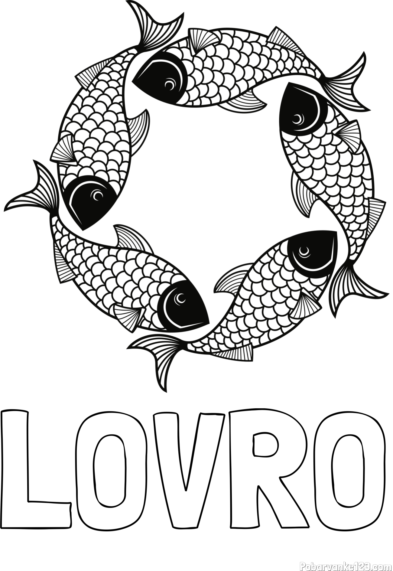 Pobarvanka imena LOVRO in pobarvanka rib - mandale