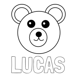 Online izdelana pobarvanka - Pobarvanka imena LUCAS in preprosta pobarvanka medvedka