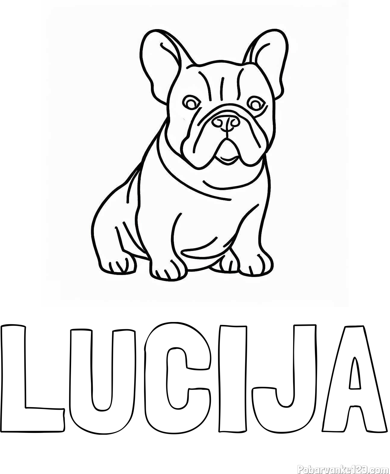 Pobarvanka imena LUCIJA in pobarvanka francoskega buldoga