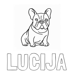 Online izdelana pobarvanka - Pobarvanka imena LUCIJA in pobarvanka francoskega buldoga