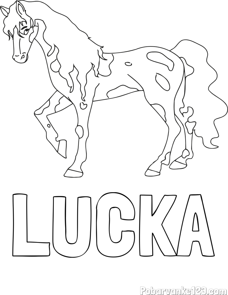 Pobarvanka imena LUCKA in pobarvanka lisastega konja