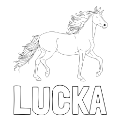 Online izdelana pobarvanka - Pobarvanka imena LUČKA in samorog