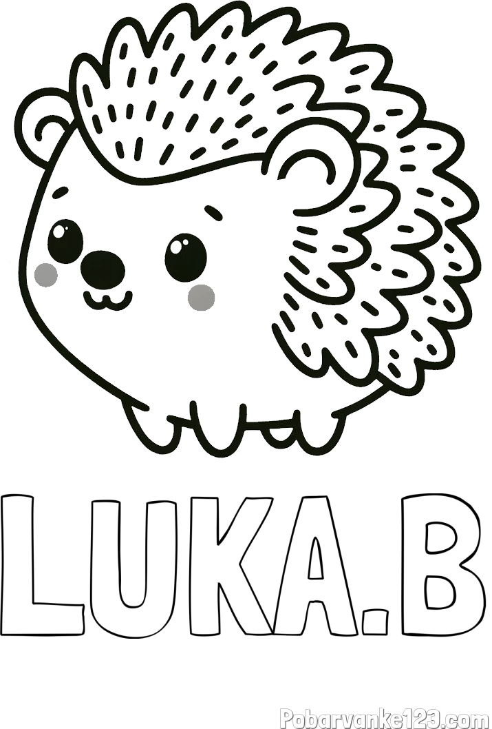 Pobarvanka imena LUKA.B in pobarvanka ljubkega ježka