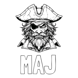 Online izdelana pobarvanka - Pobarvanka imena MAJ in pobarvanka zlobnega gusarja