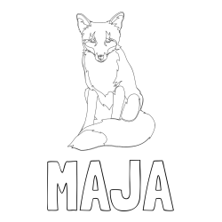 Online izdelana pobarvanka - Pobarvanka imena MAJA in pobarvanka lisice
