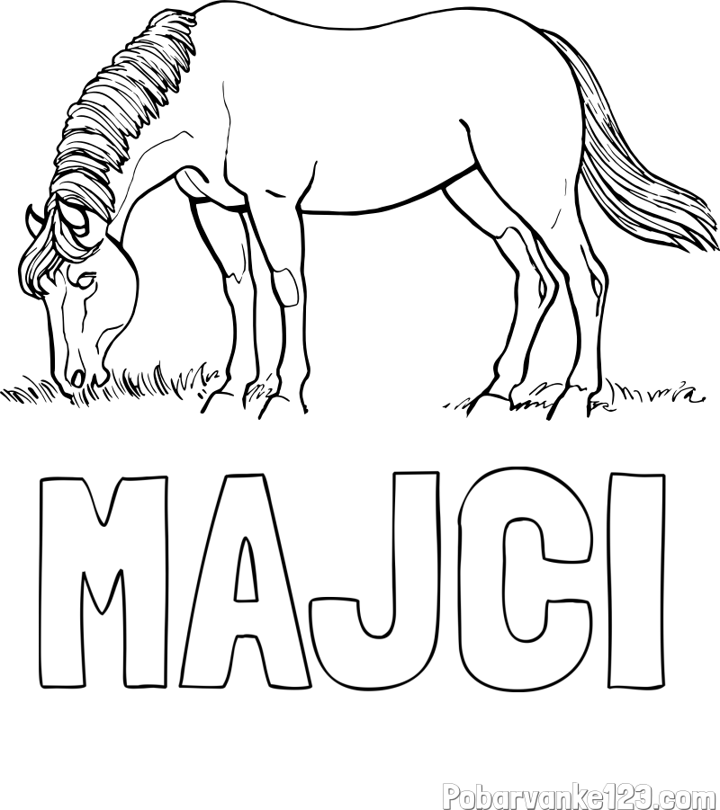 Pobarvanka imena MAJCI in pobarvanka konja med pašo