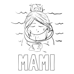 Online izdelana pobarvanka - Pobarvanka imena MAMI in pobarvanka prikupne punčke