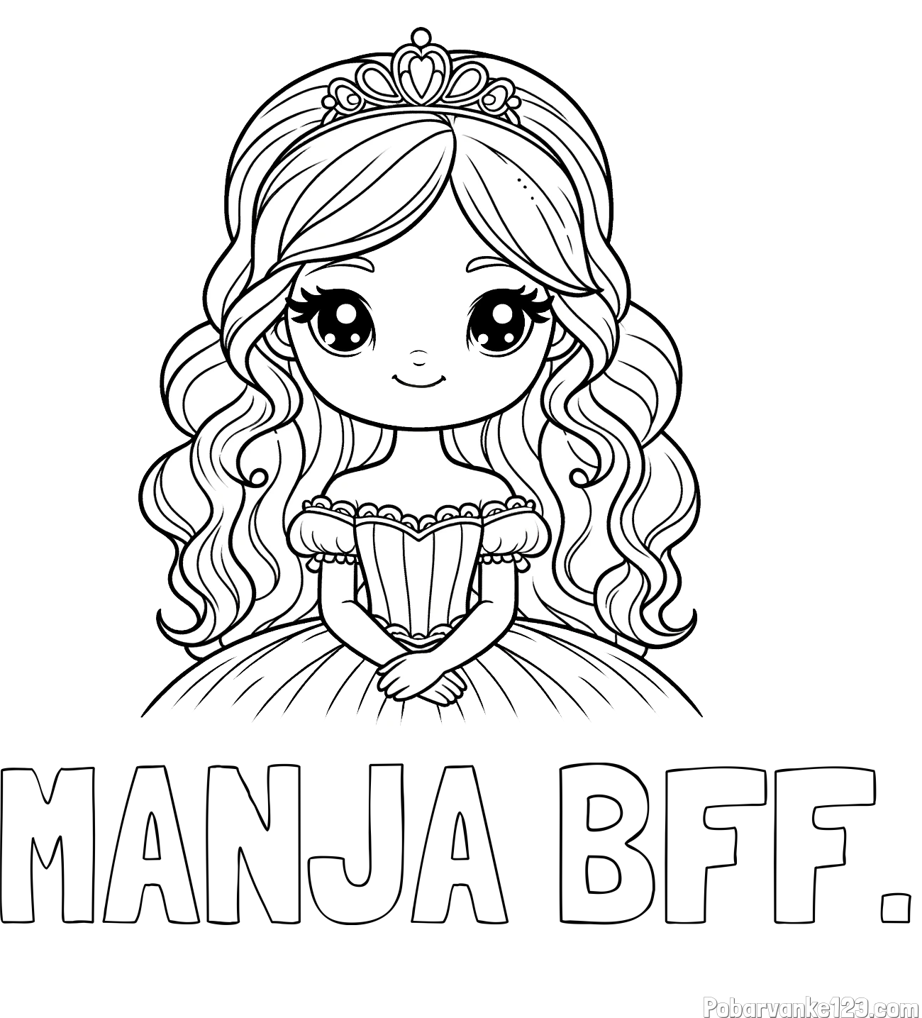 Pobarvanka imena MANJA BFF. in pobarvanka ljubke princese