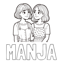 Online izdelana pobarvanka - Pobarvanka imena MANJA in pobarvanka dveh najboljših prijateljic
