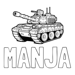 Online izdelana pobarvanka - Pobarvanka imena MANJA in pobarvanka tanka